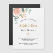 Roos goudfloreucalyptusluxe magnetische uitnodiging (Voorkant / Achterkant)