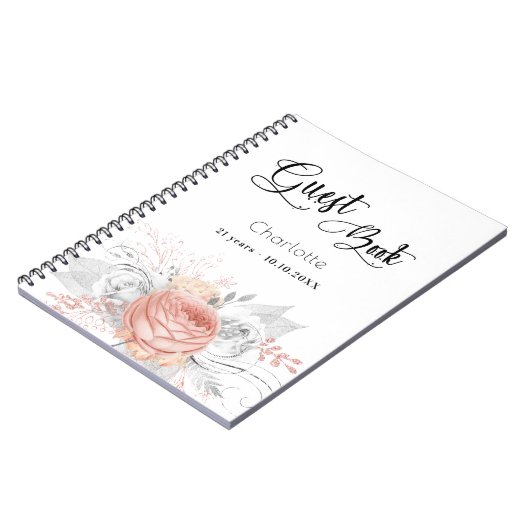 Roos goudflorons notitieboek (Linkerzijde)