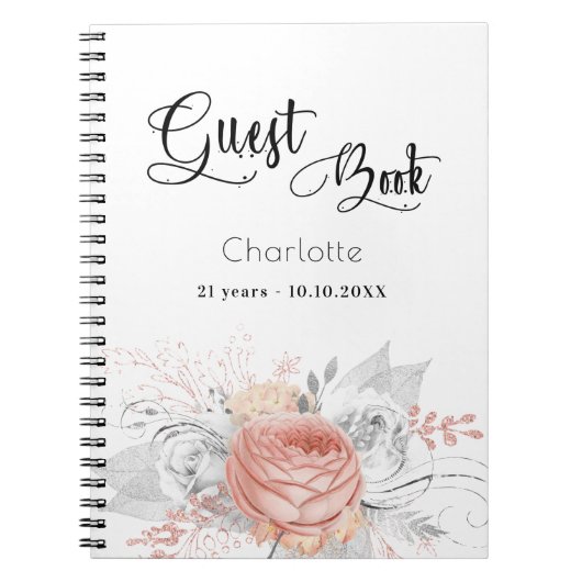 Roos goudflorons notitieboek (Voorkant)