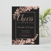 Roos goudflortypografie in het nieuwjaar kaart (Staand voorkant)