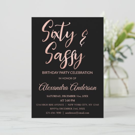 Roos Goudfolie 60 Zestig en Sassy Verjaardag Kaart (Staand voorkant)