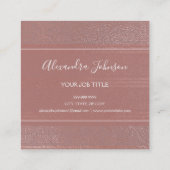 Roos goudfolie Art Deco Modern Pattern Vierkante Visitekaartje (Achterkant)