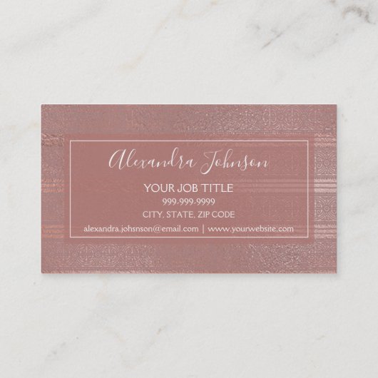 Roos goudfolie Art Deco Modern Pattern Visitekaartje (Achterkant)