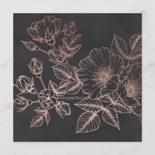 Roos Goudfolie Bloemen Bruiloft Menu Kaart (Achterkant)