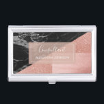Roos goudfolie | Blush Pink en Black Consultant Visitekaarthouder<br><div class="desc">Blush Pink - Roos Gold Foil en Black Marble Geometric Consultant Minimalistische visitekaarthouder met witte handgeschreven typografie voor het monogram. De Roos Gold Foil Glitter en Sparkle visitekaarthouder is ideaal voor elk beroep. Als u het beroep nodig heeft of de naamtekst niet aan uw behoeften voldoet, neem dan contact op...</div>