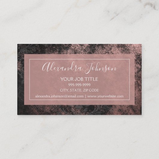 Roos goudfolie | Blush Pink en Black Consultant Visitekaartje (Achterkant)