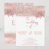 Roos goudfolie botanische glitterkalligrafie kaart (Voorkant / Achterkant)