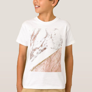 Roos goudfolie boven marmer t-shirt