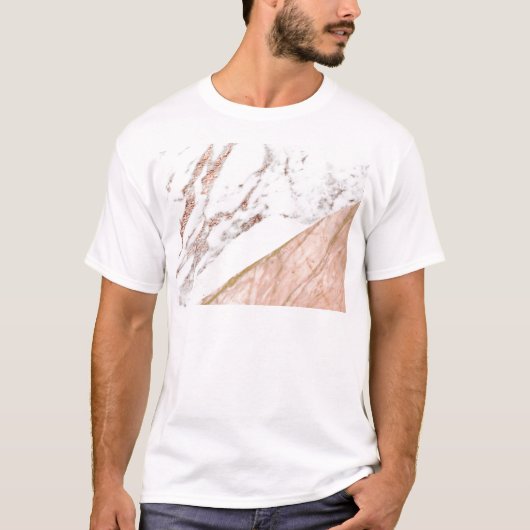 Roos goudfolie boven marmer t-shirt (Voorkant)