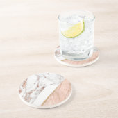 Roos goudfolie boven marmer zandsteen onderzetter (Zijkant)