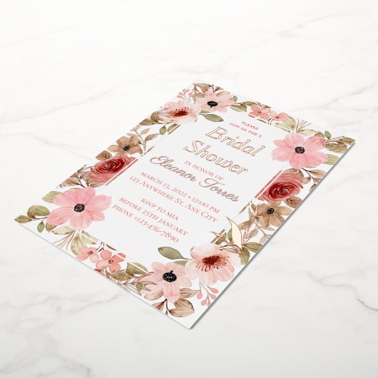 Roos goudfolie bruddoucheuitnodiging folie uitnodiging (Gedraaid)