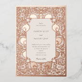 Roos goudfolie crème Art Nouveau bruiloft Folie Uitnodiging (Voorkant)