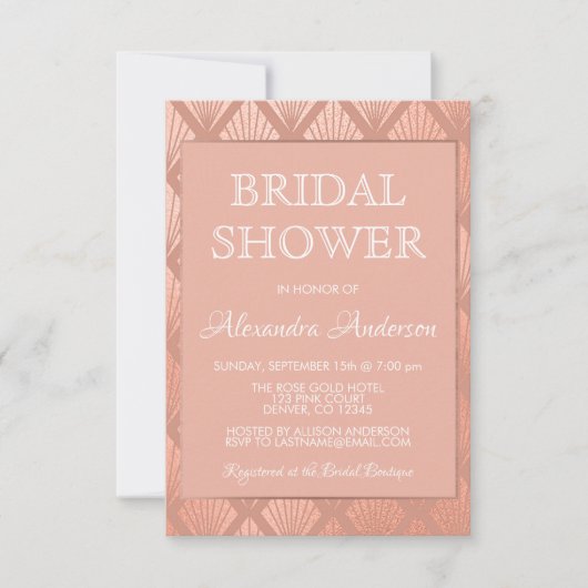 Roos goudfolie Elegant Art Deco Vrijgezellenfeest Kaart (Voorkant)