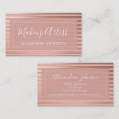 Roos goudfolie en Bourgondische gestreepte make-up Visitekaartje (Voorkant / Achterkant)