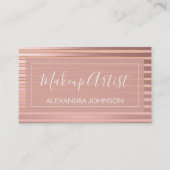 Roos goudfolie en Bourgondische gestreepte make-up Visitekaartje (Voorkant)