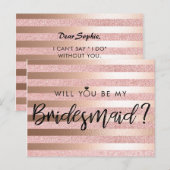 Roos goudfolie en glitter bruidsmeisje voorstel briefkaart (Voorkant / Achterkant)