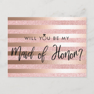 Roos goudfolie en glitter Maid of Honor-voorstel Briefkaart
