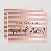 Roos goudfolie en glitter Maid of Honor-voorstel Briefkaart (Voorkant / Achterkant)