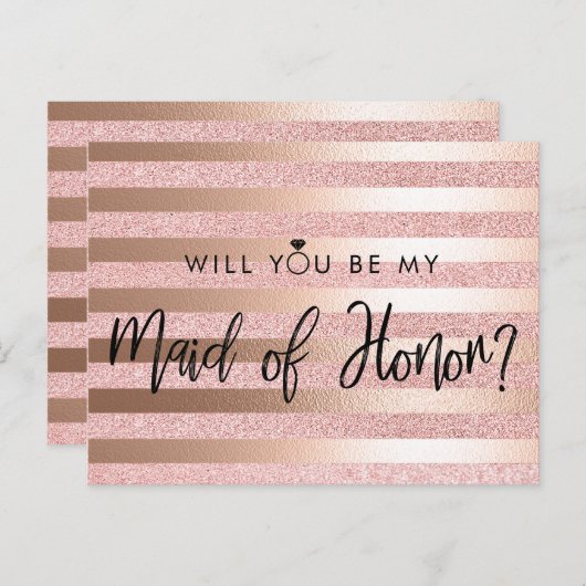 Roos goudfolie en glitter Maid of Honor-voorstel Briefkaart