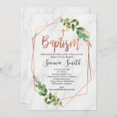 Roos goudfolie en marmer baptisme-uitnodiging kaart (Voorkant / Achterkant)