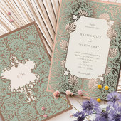 Roos Goudfolie en Sage Barok Bruiloft Folie Uitnodiging