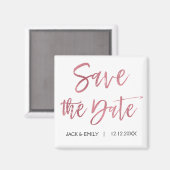 Roos Goudfolie en Wit Save the Date Magnet (Voorkant / Achterkant)