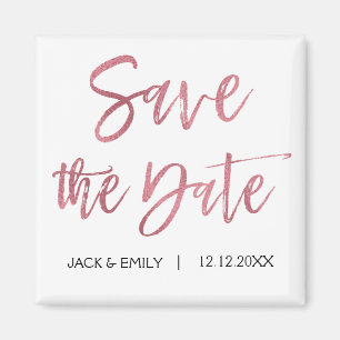 Roos Goudfolie en Wit Save the Date Magnet