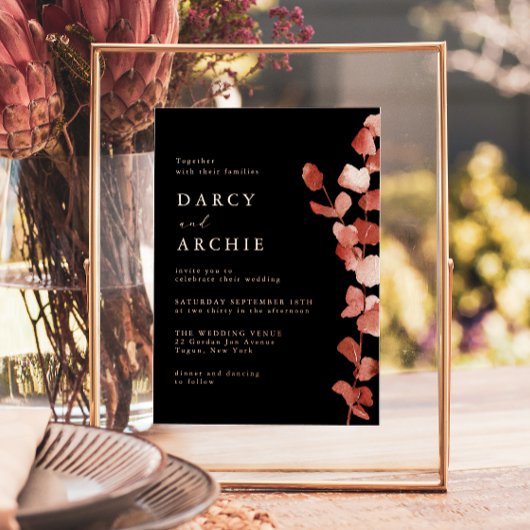 Roos goudfolie eucalyptus bruiloft folie uitnodiging