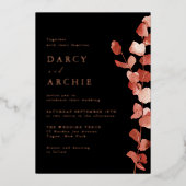 Roos goudfolie eucalyptus bruiloft folie uitnodiging (Voorkant)