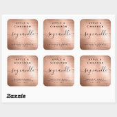 Roos goudfolie, geborsteld metaal sojameletiket vierkante sticker (Vel)