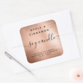 Roos goudfolie, geborsteld metaal sojameletiket vierkante sticker (Envelop)