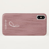Roos goudfolie gestreept patroonmonogram Case-Mate iPhone case (Achterkant (horizontaal))
