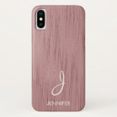 Roos goudfolie gestreept patroonmonogram Case-Mate iPhone case (Achterkant)