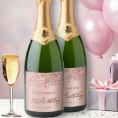Roos Goudfolie Glitter 21e Verjaardag Monogram Sparkling Wijnetiket