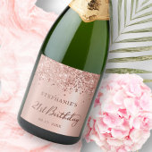 Roos Goudfolie Glitter 21e Verjaardag Monogram Sparkling Wijnetiket