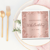 Roos Goudfolie Glitter 50e Verjaardag Monogram Servet
