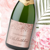 Roos Goudfolie Glitter 50e Verjaardag Monogram Sparkling Wijnetiket