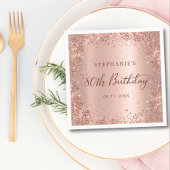 Roos Goudfolie Glitter 80e Verjaardag Monogram Servet