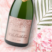 Roos Goudfolie Glitter 80e Verjaardag Monogram Sparkling Wijnetiket