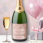 Roos Goudfolie Glitter 80e Verjaardag Monogram Sparkling Wijnetiket