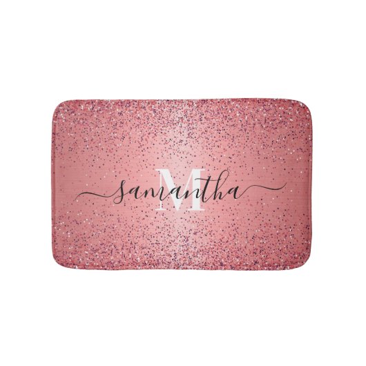 Roos goudfolie glitter badmat (Voorkant)