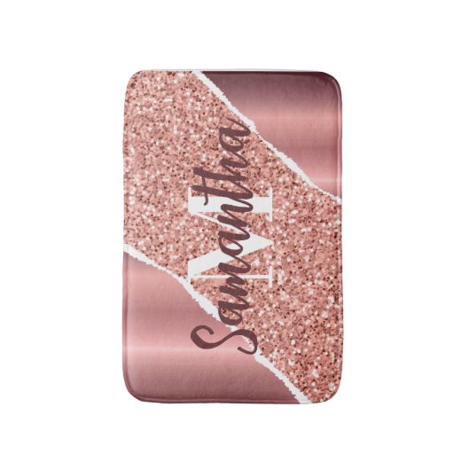 Roos goudfolie glitter badmat (Voorkant Verticaal)