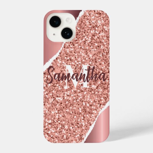 Roos goudfolie glitter iPhone hoesje (Achterkant)