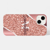 Roos goudfolie glitter iPhone hoesje (Achterkant horizontaal)
