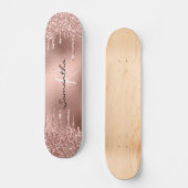 Roos goudFolie Glitter Monogram  Persoonlijk Skateboard (Voorkant)
