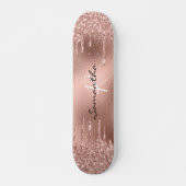 Roos goudFolie Glitter Monogram  Persoonlijk Skateboard (Voorkant)