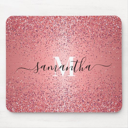 Roos goudfolie glitter muismat (Voorkant)