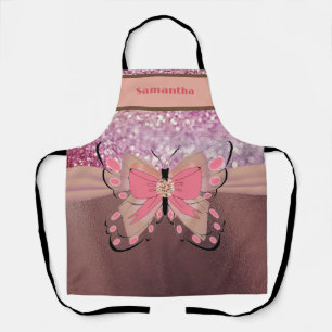 Roos goudfolie Glitterij Vlinder Bow Girly Naam Schort