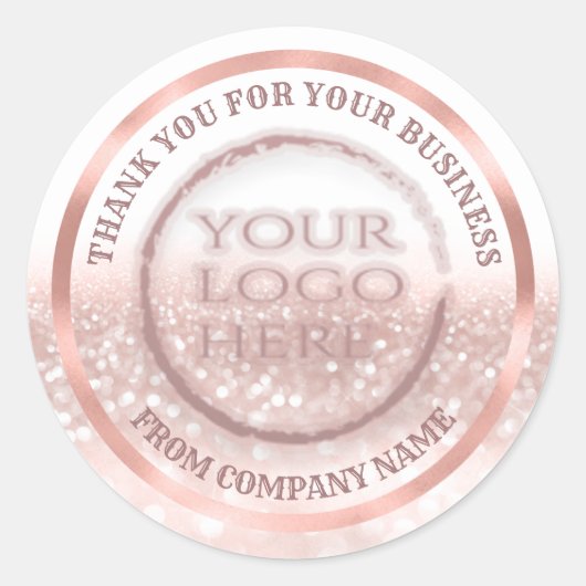 Roos goudfolie glittery bedankt de logo op maat ronde sticker (Voorkant)