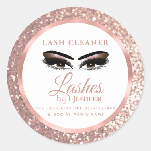 Roos goudfolie glittery make-up ogen zweeft schone ronde sticker (Voorkant)